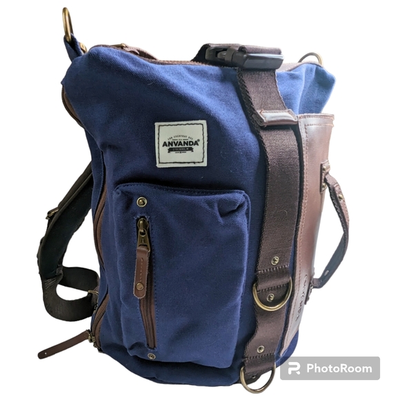 ANVÄNDA A Great Freakin Bag Blue Canvas Vegan Leather Padding Multi Purpose Use - Picture 16 of 16